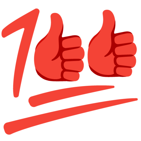 Número cien cuyos ceros son dos manitos dando like.